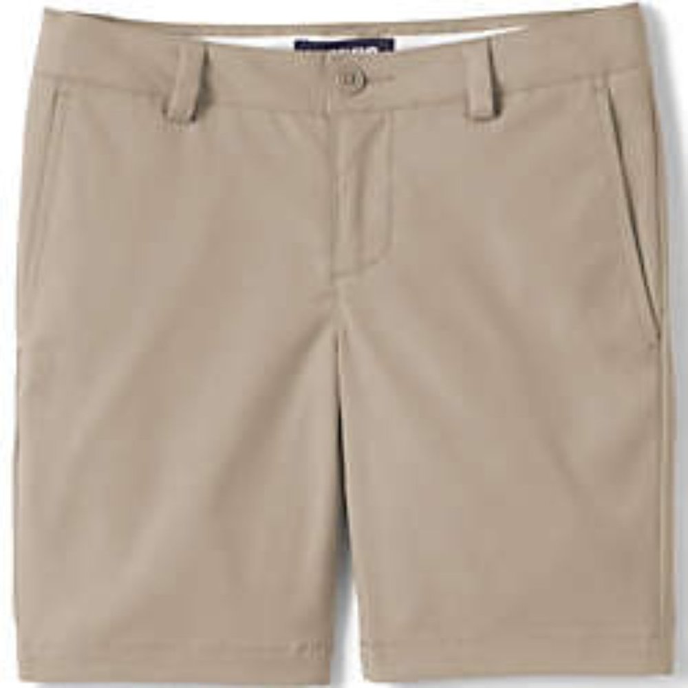 Lands' End School Uniform Girls Active Khaki Chino Shorts,  Khaki,  NWT